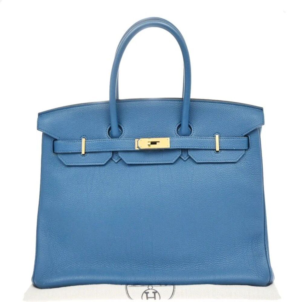 Hermes Birkin Blue Togo With Palladium Hardware Blue Leather Handbag